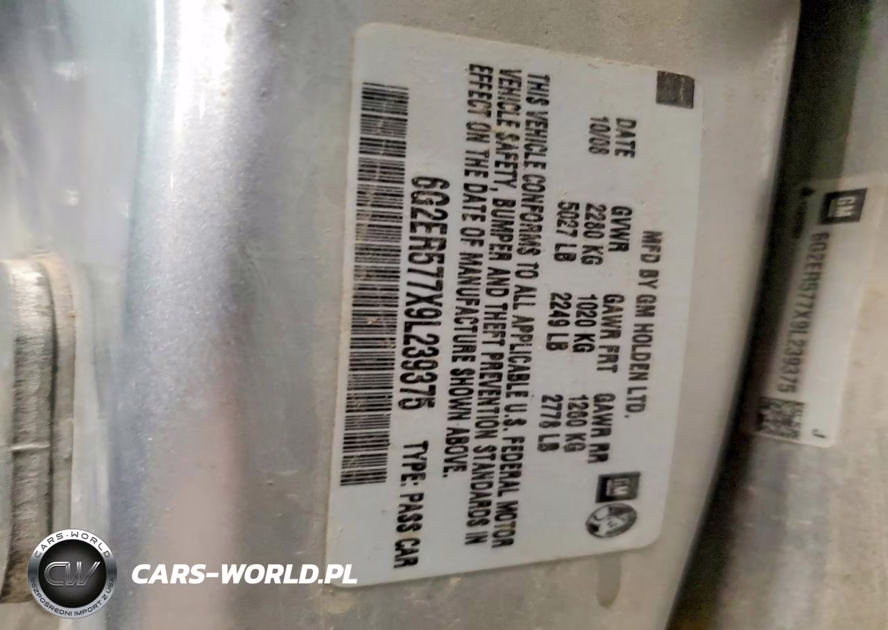2009 Pontiac G8 VIN:6G2ER577X9L239375 - 12