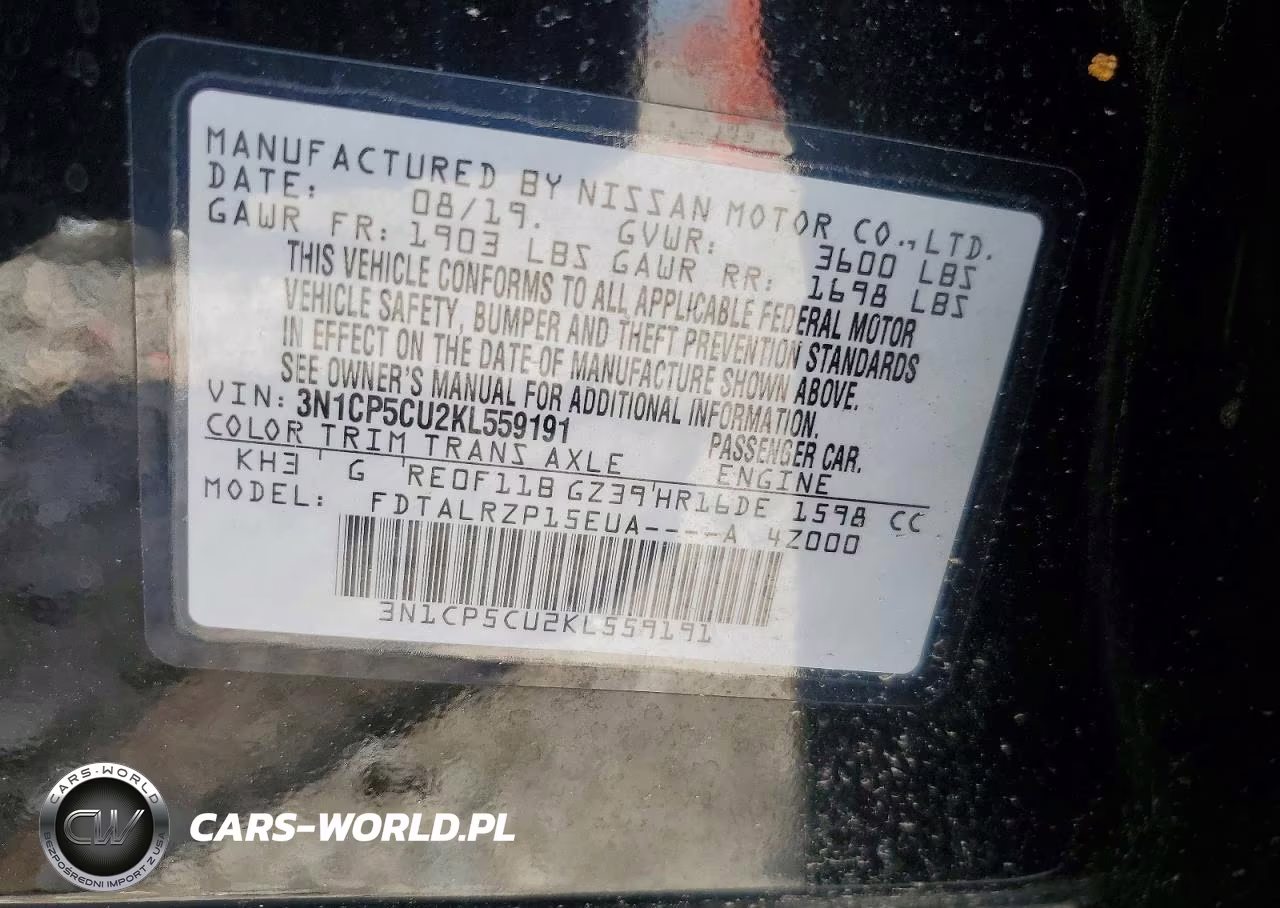 2019 Nissan Kicks S VIN:3N1CP5CU2KL559191 - 12
