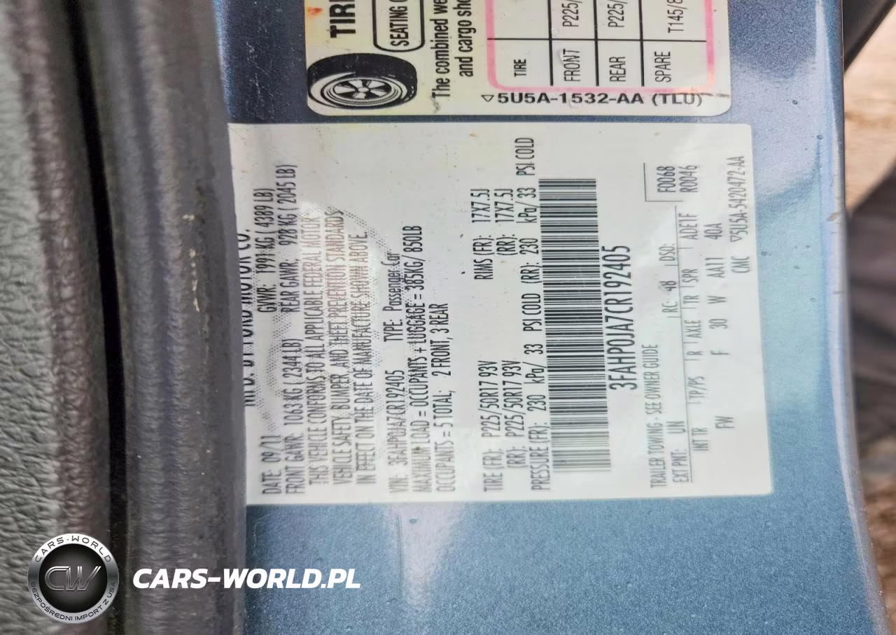 2012 Ford Fusion Sel VIN:3FAHP0JA7CR192405 - 12