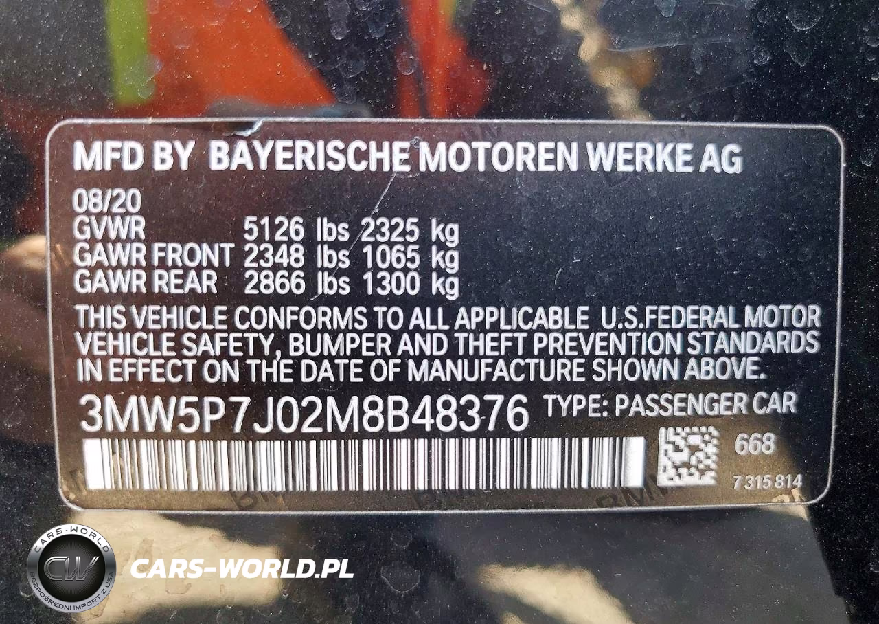 2021 BMW 330E VIN:3MW5P7J02M8B48376 - 12