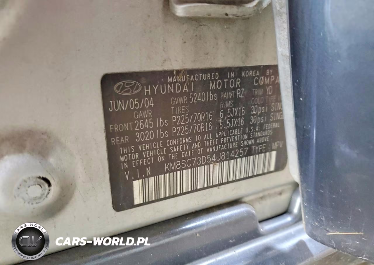 2004 Hyundai Santa Fe Gls VIN:KM8SC73D54U814257 - 13