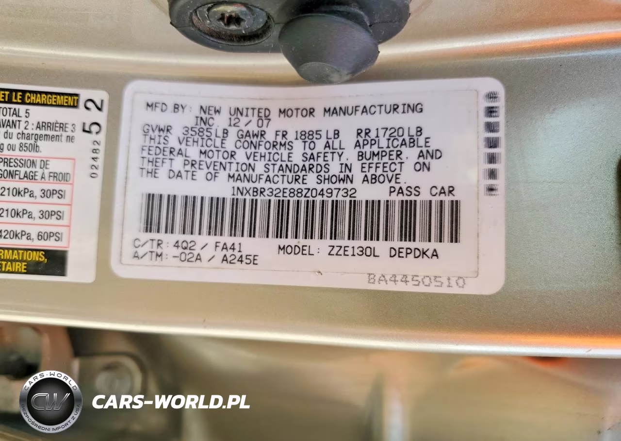 2008 Toyota Corolla Ce VIN:1NXBR32E88Z049732 - 12