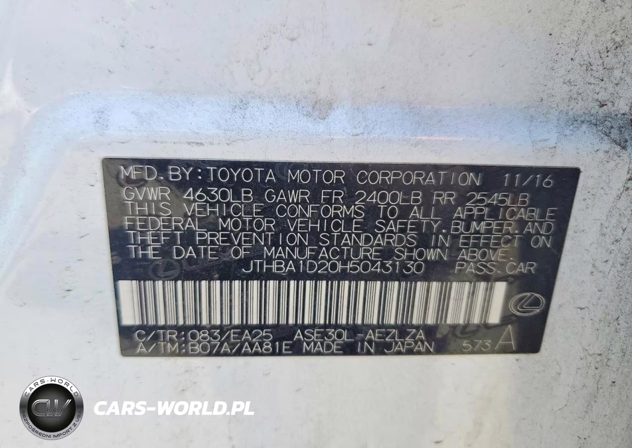 2017 Lexus Is 200T VIN:JTHBA1D20H5043130 - 12