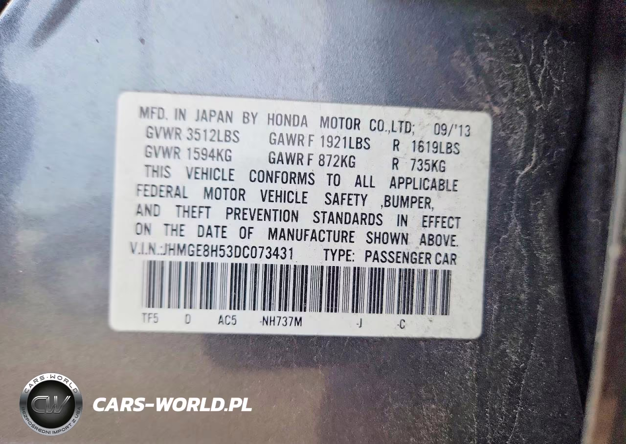 2013 Honda Fit Sport VIN:JHMGE8H53DC073431 - 12
