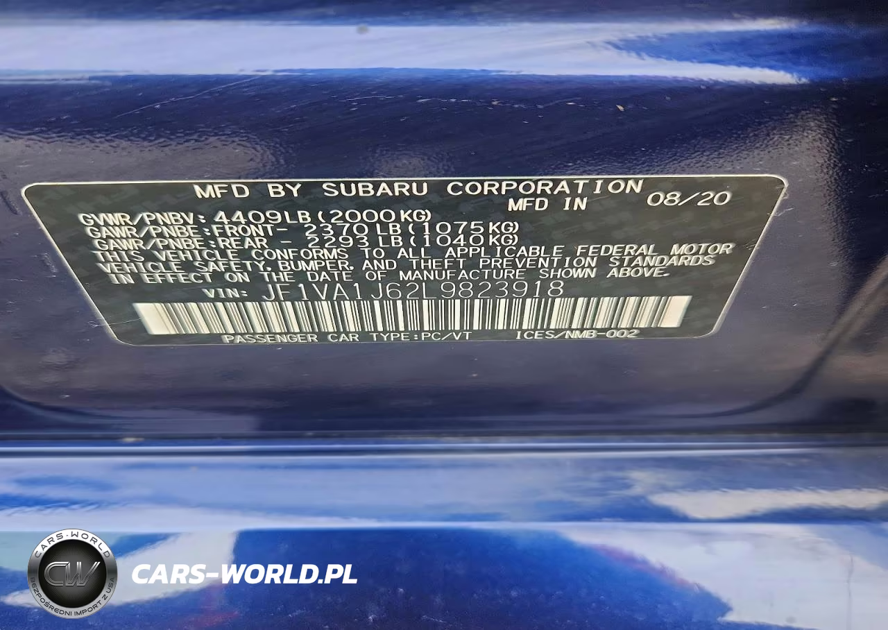 2020 Subaru Wrx Limited VIN:JF1VA1J62L9823918 - 13