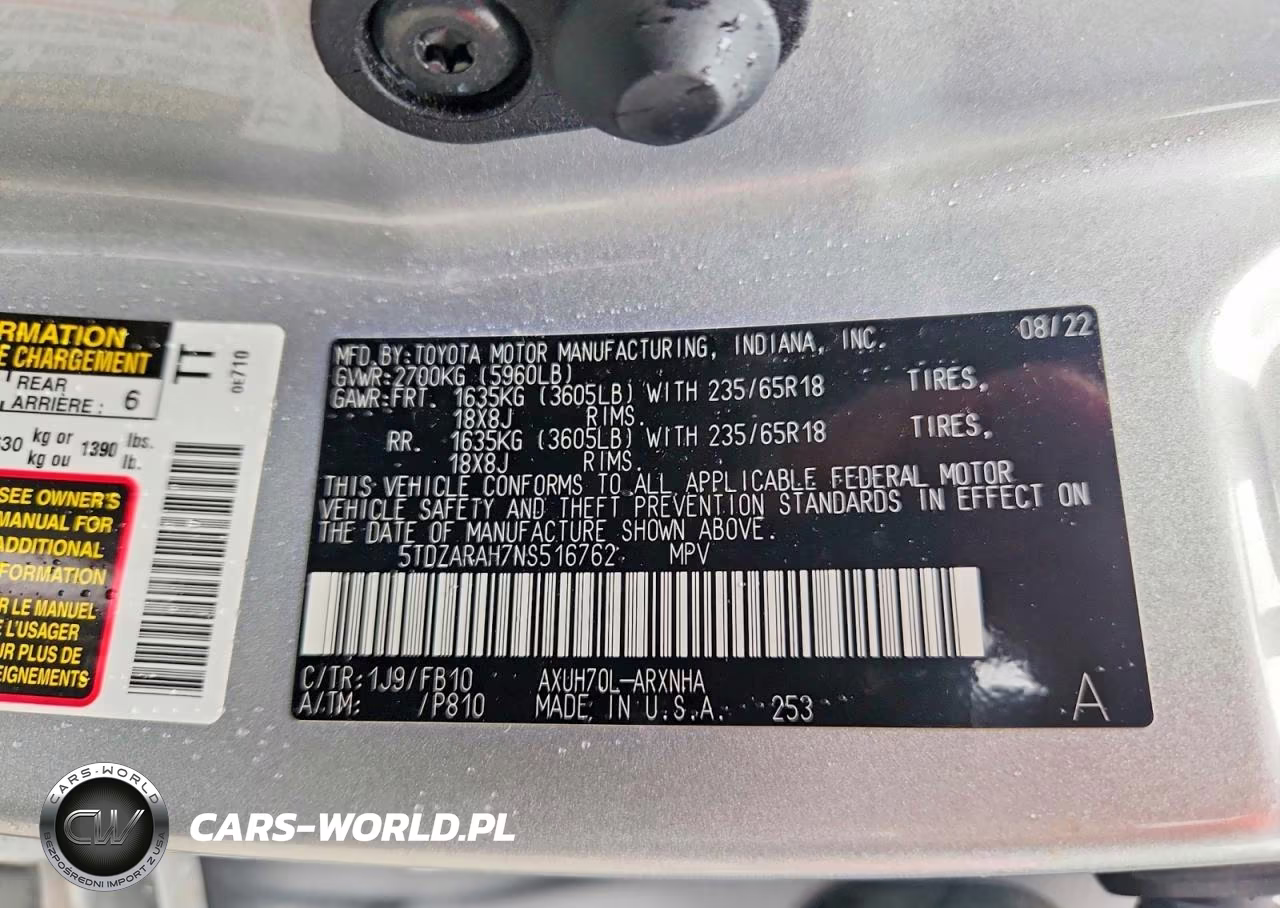 2022 Toyota Highlander Hybrid Le VIN:5TDZARAH7NS516762 - 13