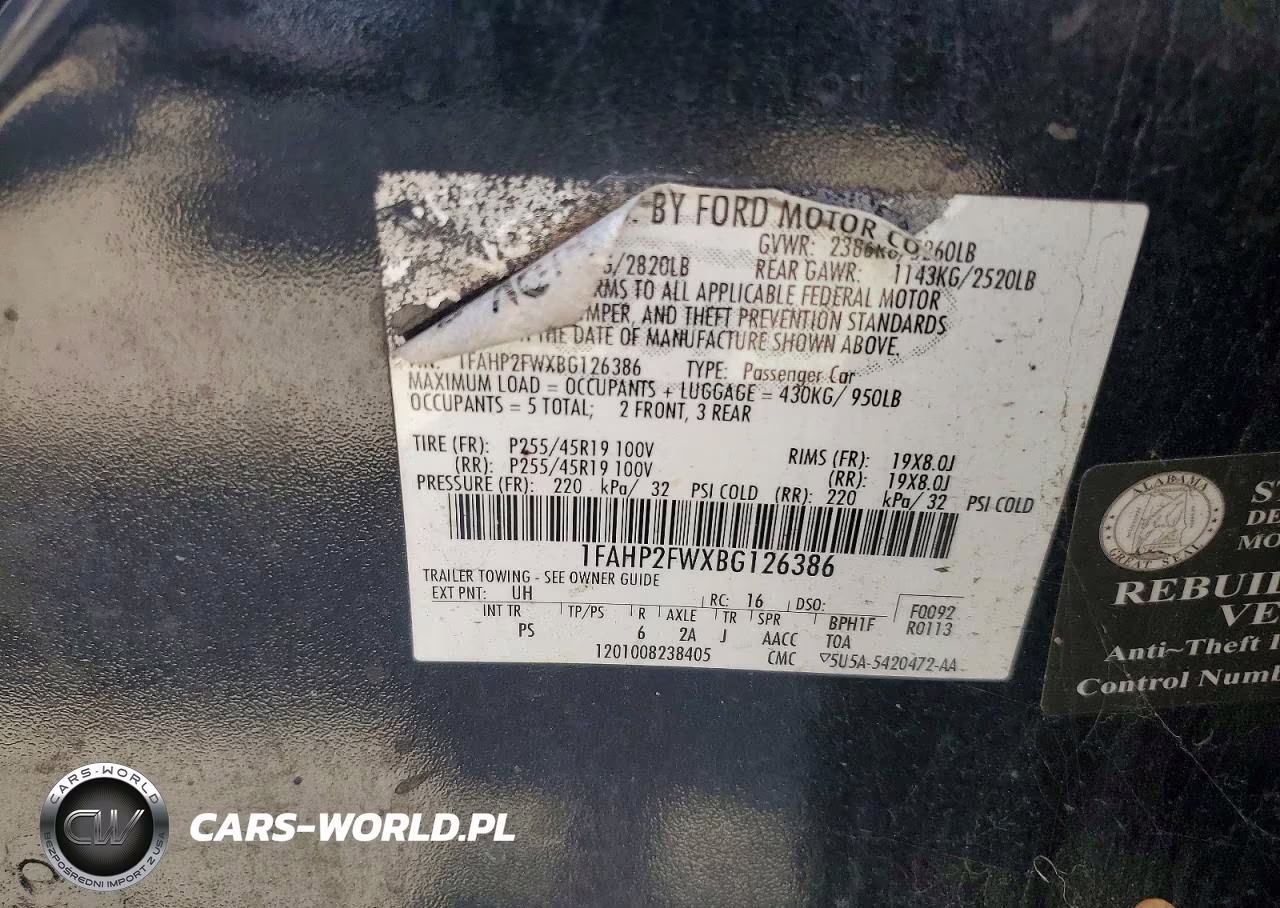 2011 Ford Taurus Limited VIN:1FAHP2FWXBG126386 - 12