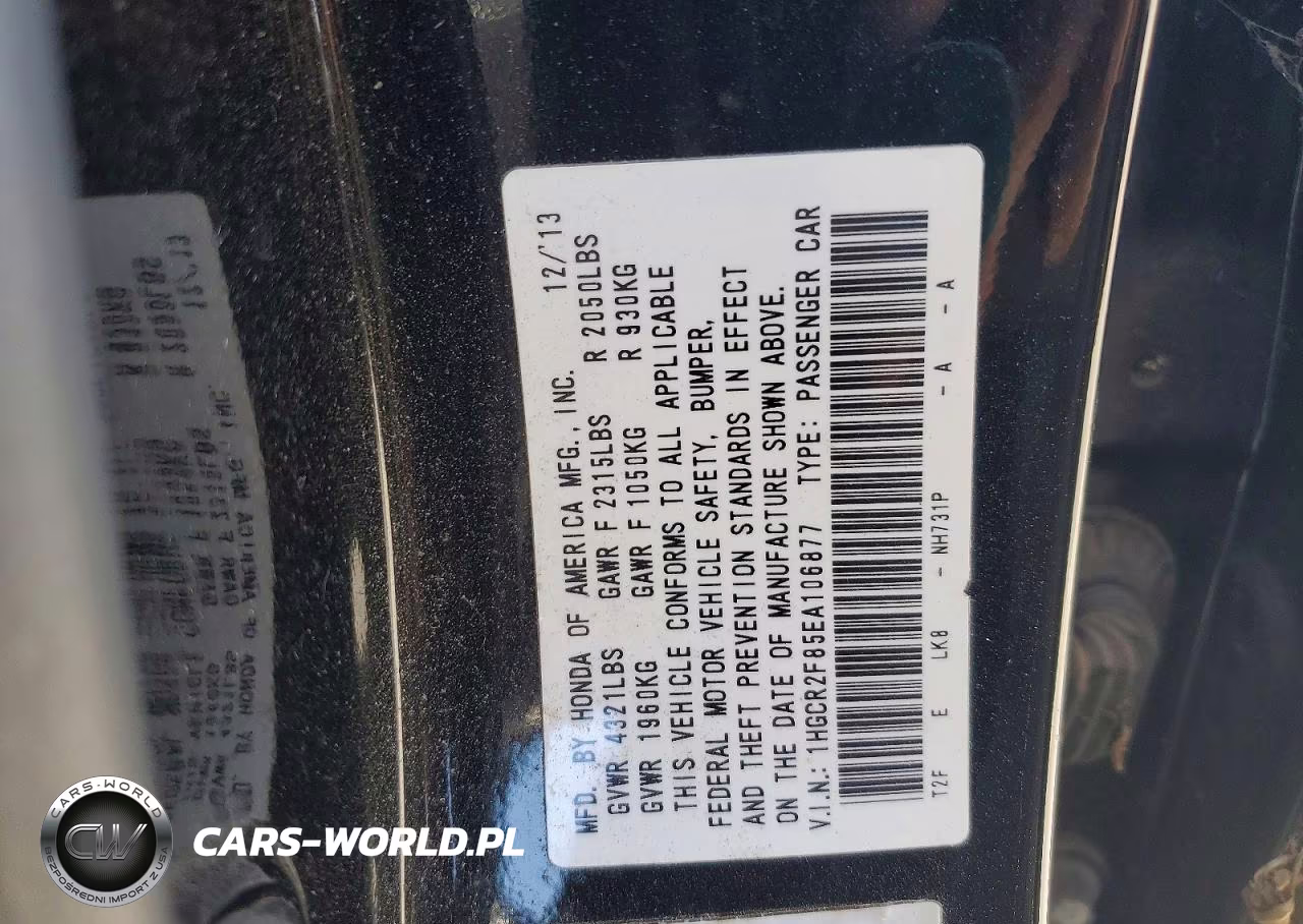 2014 Honda Accord Exl VIN:1HGCR2F85EA106877 - 13