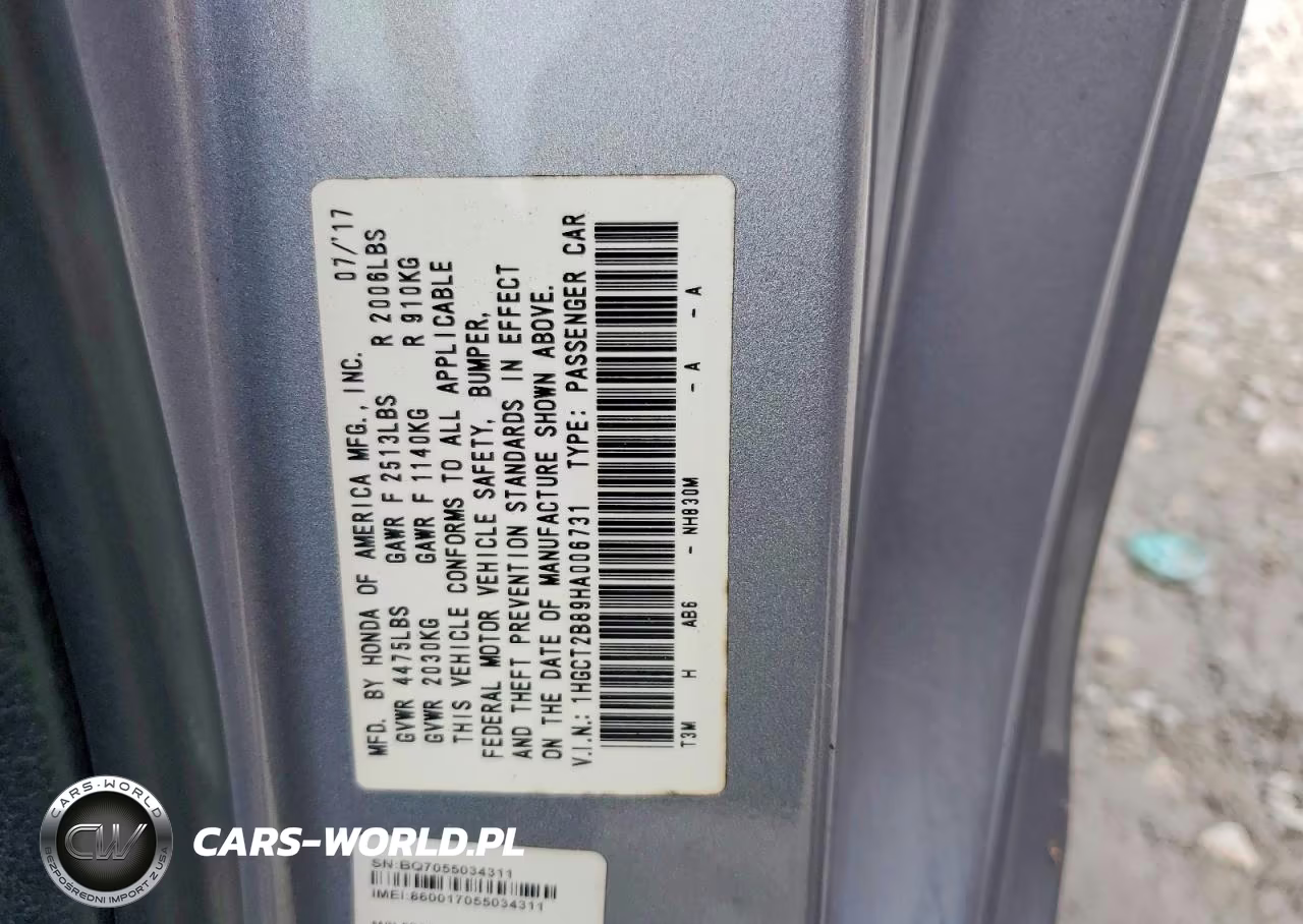 2017 Honda Accord Exl VIN:1HGCT2B89HA006731 - 12