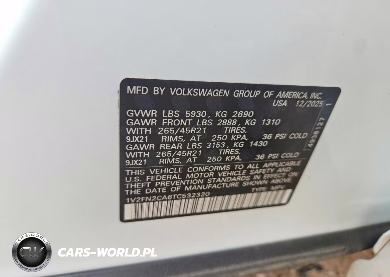2026 Volkswagen Atlas Sel Premium R-Line VIN:1V2FN2CA6TC532320 - 12