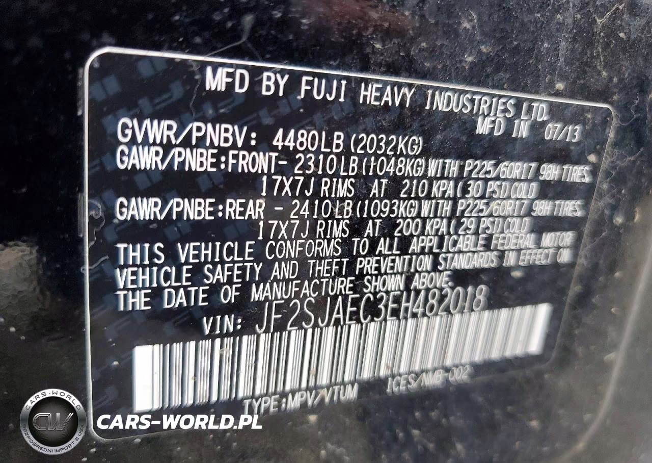 2014 Subaru Forester 2.5I Premium VIN:JF2SJAEC3EH482018 - 13