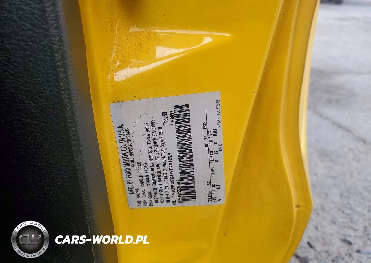 1998 Ford Mustang Gt VIN:1FAFP42X4WF201029 - 12
