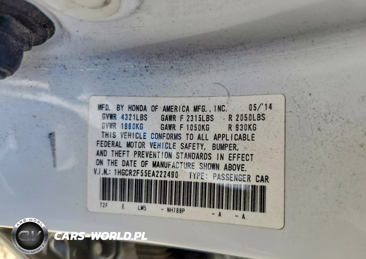 2014 Honda Accord Sport VIN:1HGCR2F55EA222490 - 12
