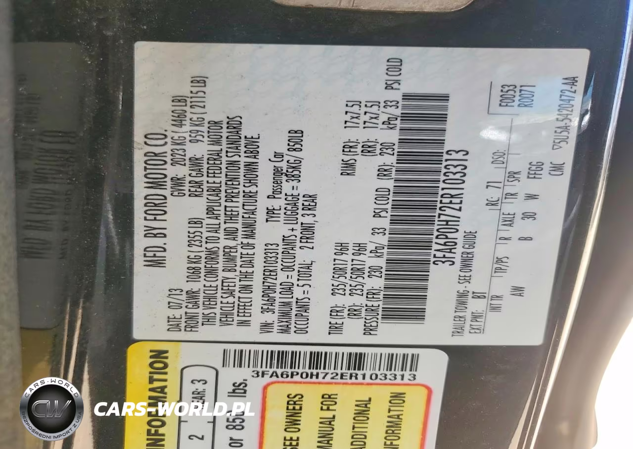 2014 Ford Fusion Se VIN:3FA6P0H72ER103313 - 13
