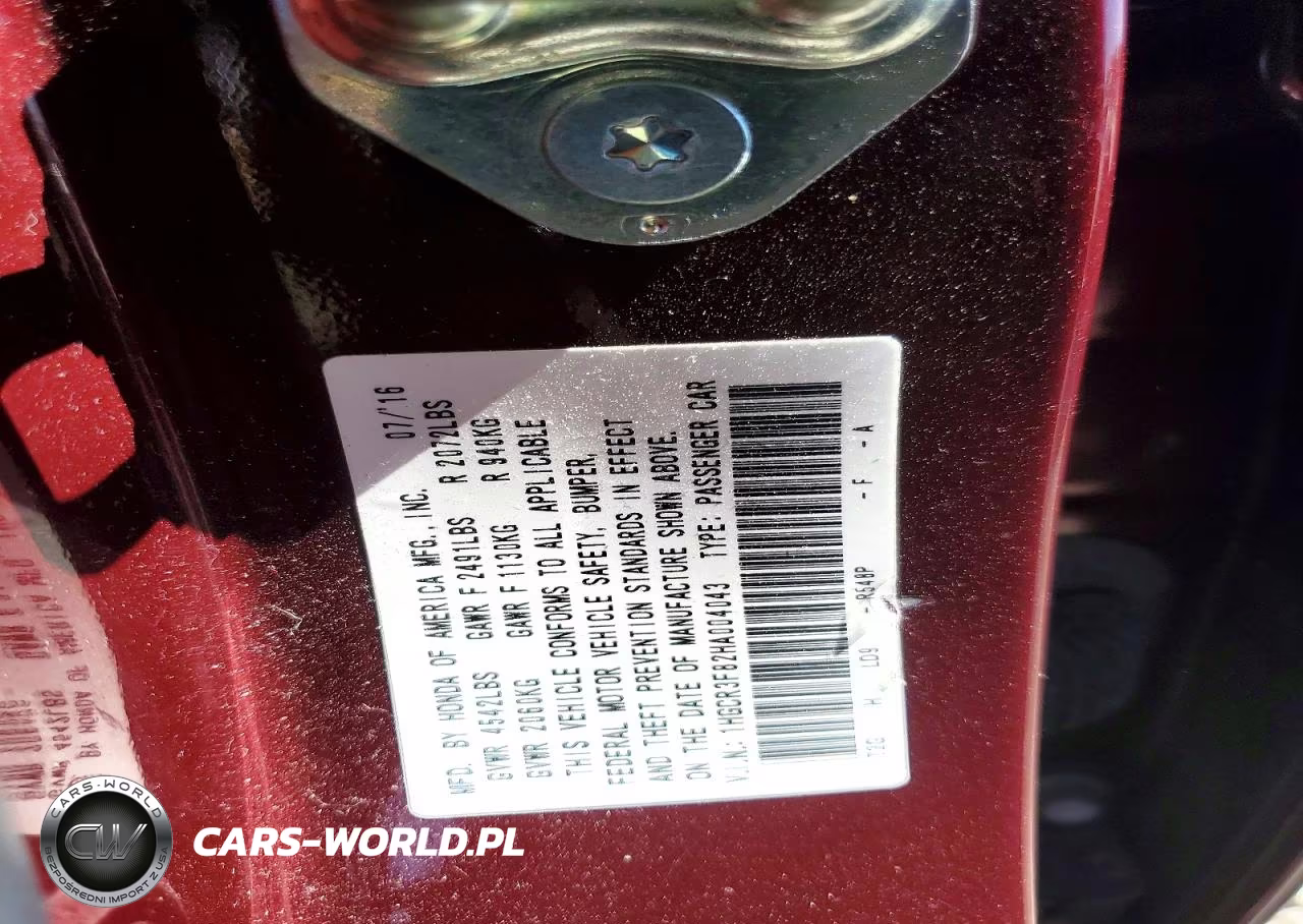 2017 Honda Accord Exl VIN:1HGCR3F82HA004043 - 12