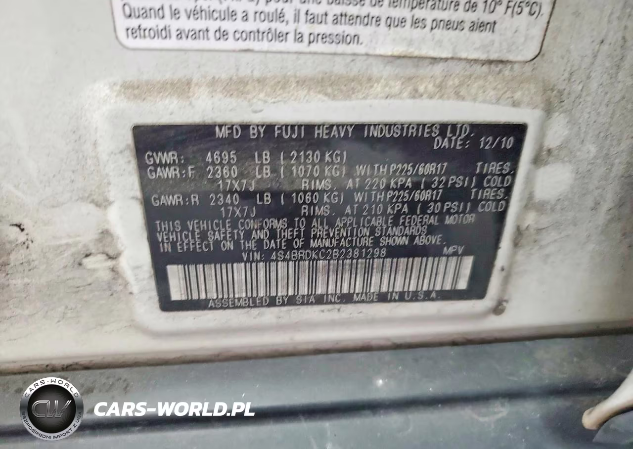 2011 Subaru Outback 3.6R Limited VIN:4S4BRDKC2B2381298 - 13