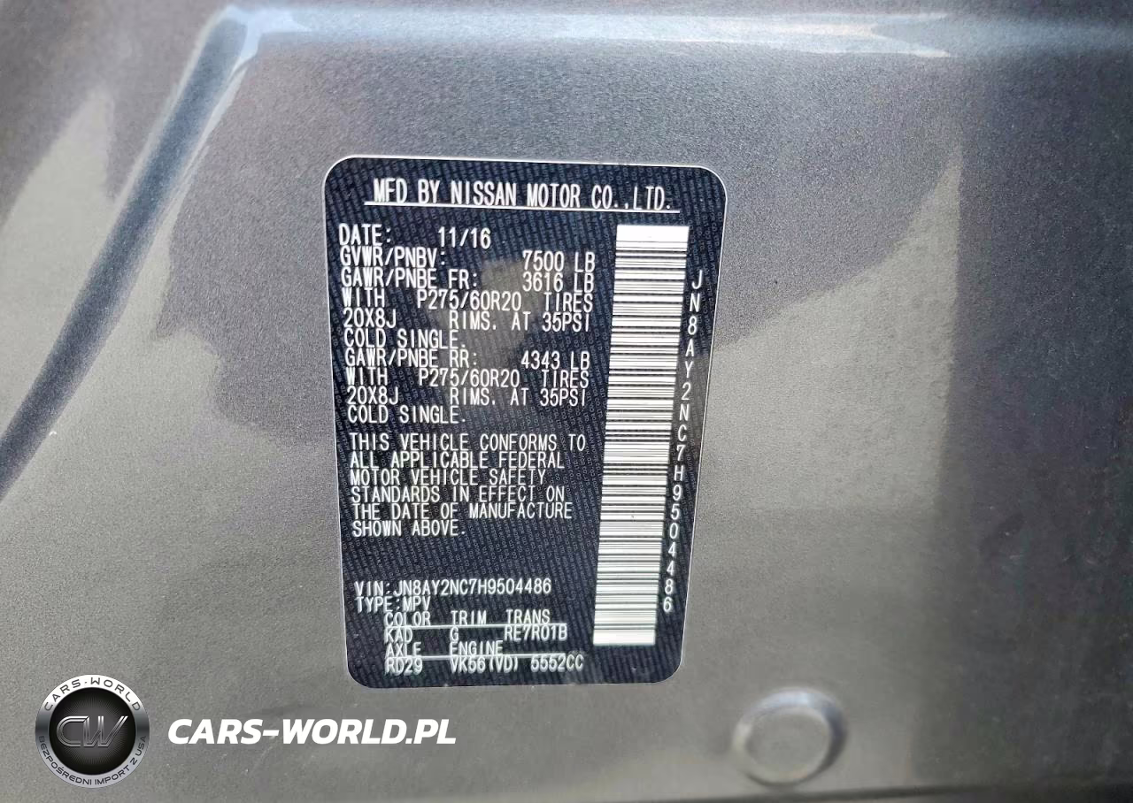 2017 Nissan Armada Platinum VIN:JN8AY2NC7H9504486 - 12