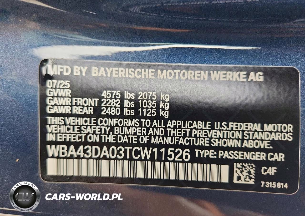 2026 BMW 430I VIN:WBA43DA03TCW11526 - 13