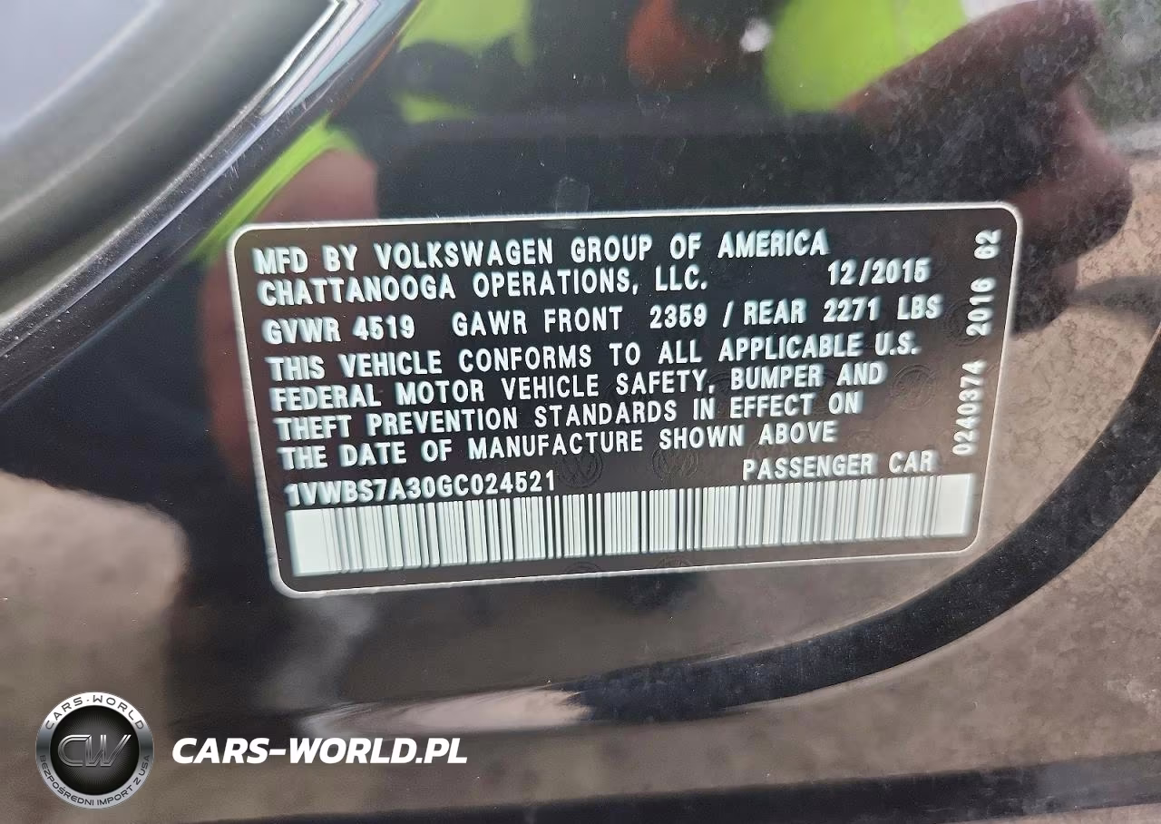 2016 Volkswagen Passat Se VIN:1VWBS7A30GC024521 - 12