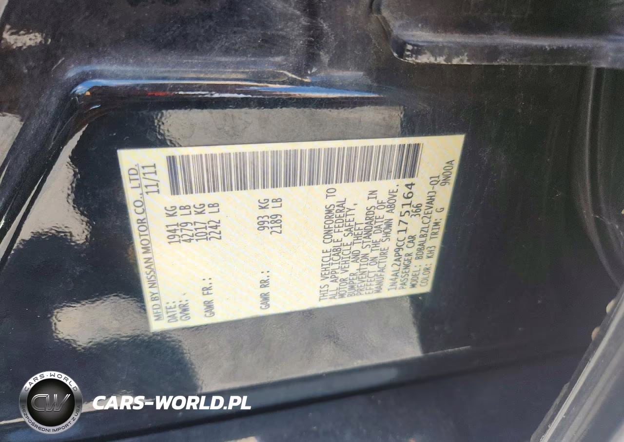 2012 Nissan Altima 2.5 VIN:1N4AL2AP9CC175164 - 12