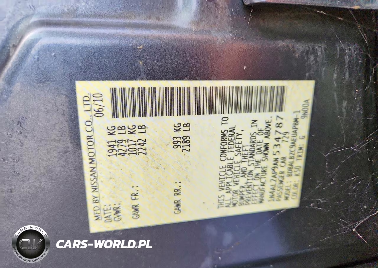 2010 Nissan Altima 2.5 VIN:1N4AL2AP9AN534787 - 12