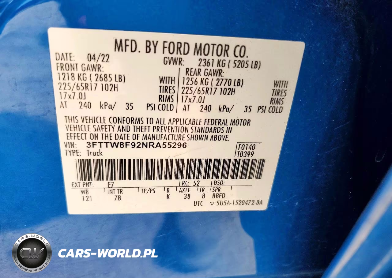 2022 Ford Maverick Xl VIN:3FTTW8F92NRA55296 - 12