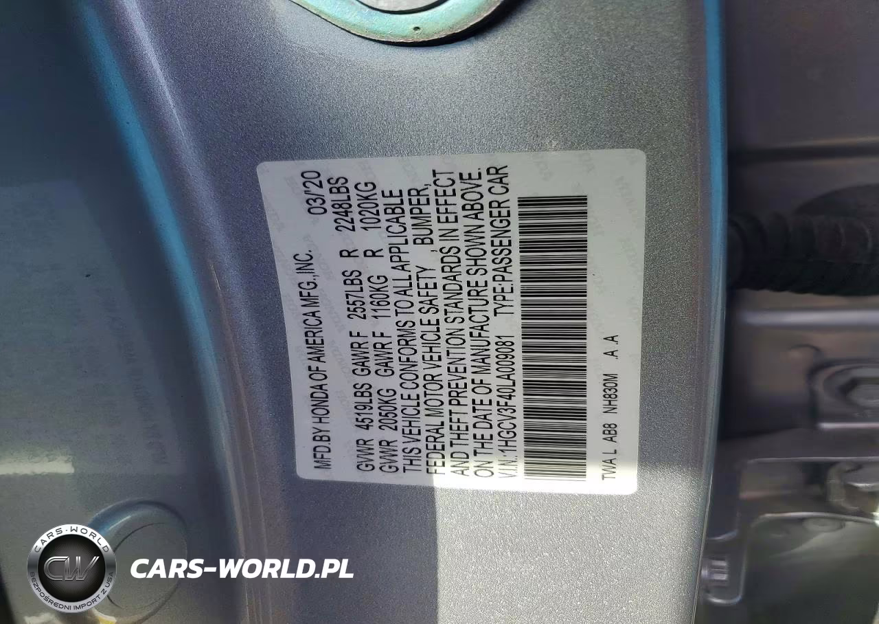2020 Honda Accord Hybrid Ex VIN:1HGCV3F40LA009081 - 12