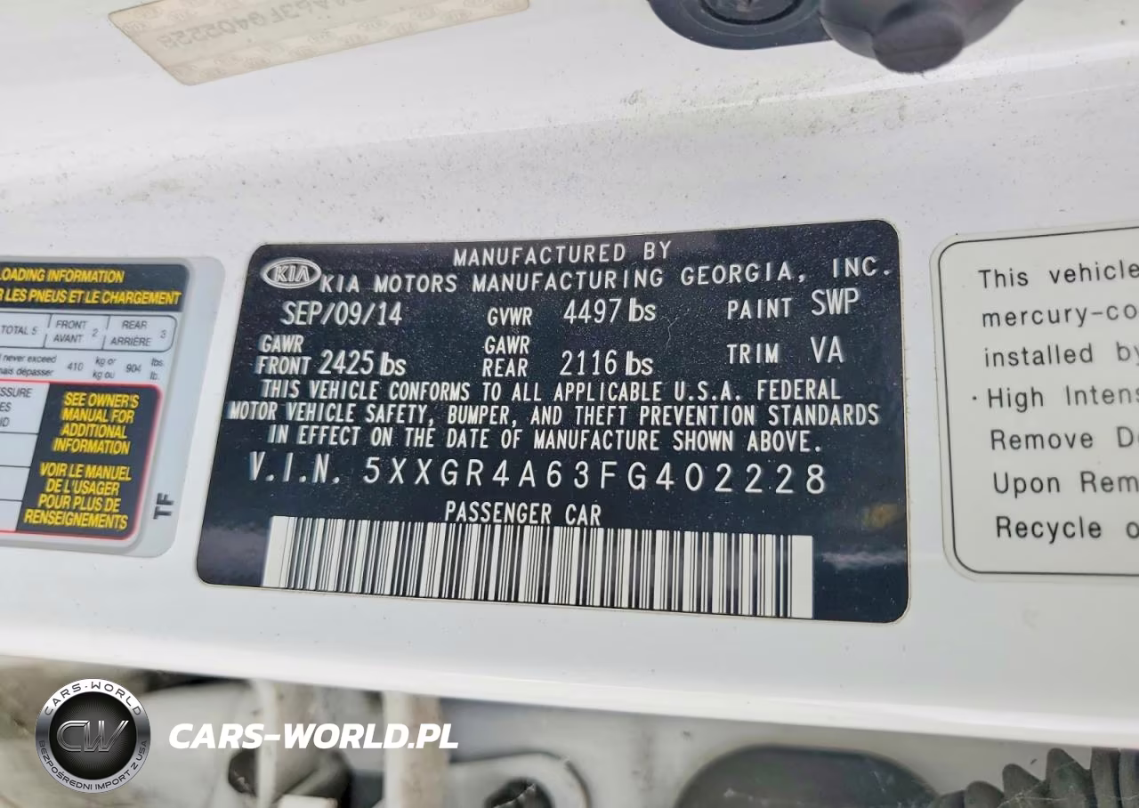 2015 Kia Optima Sx VIN:5XXGR4A63FG402228 - 12