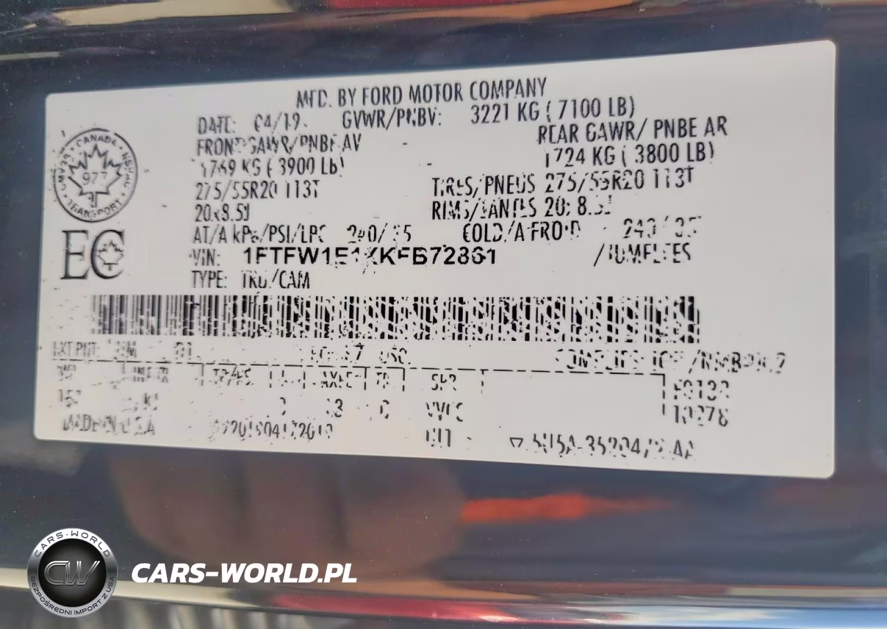 2019 Ford F150 Supercrew VIN:1FTFW1E1XKFB72861 - 12