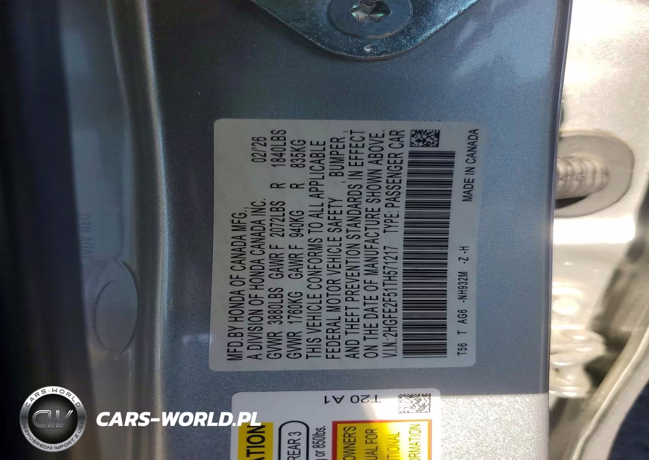 2026 Honda Civic Sport VIN:2HGFE2F51TH571217 - 12