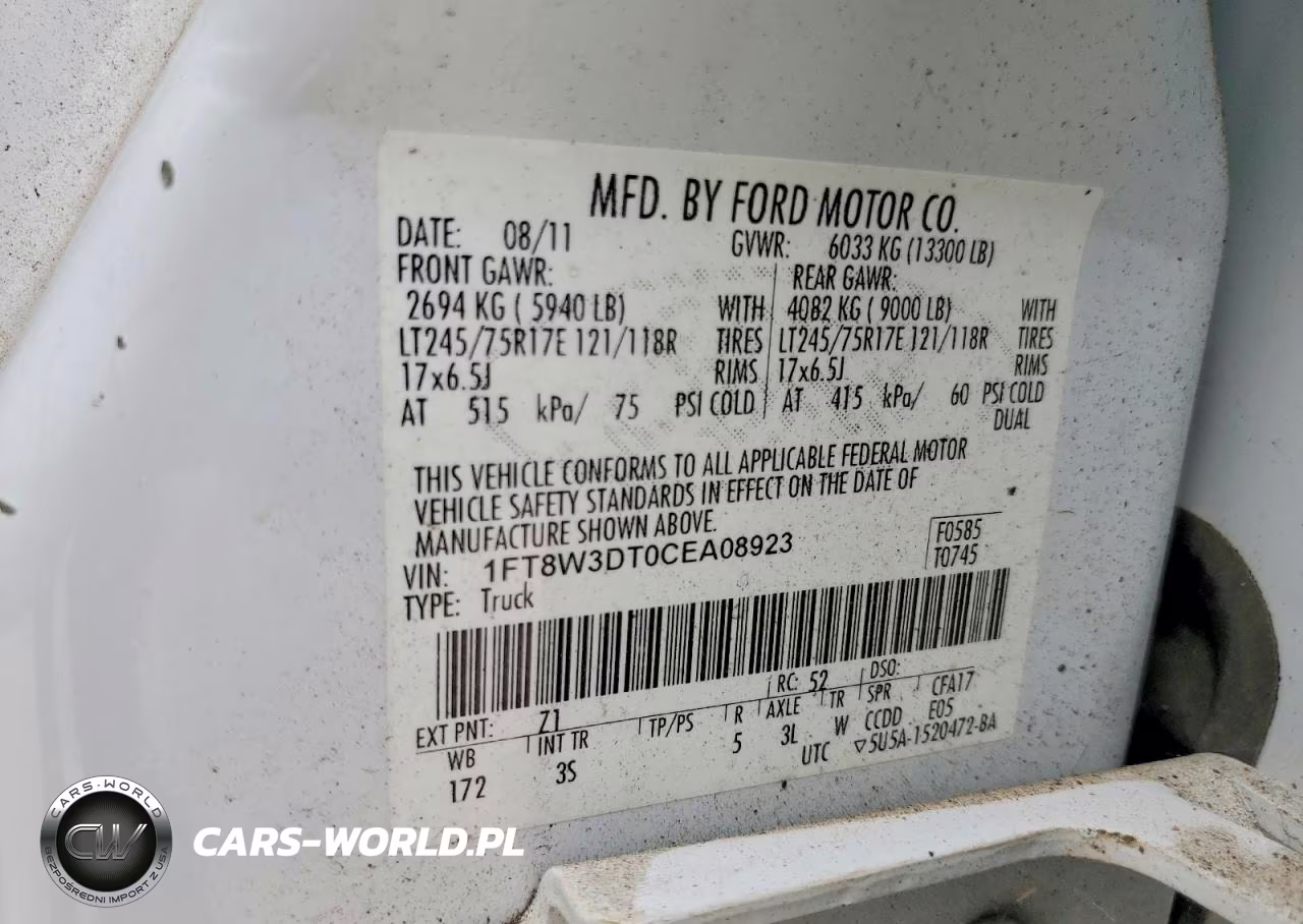 2012 Ford F350 Super Duty VIN:1FT8W3DT0CEA08923 - 13