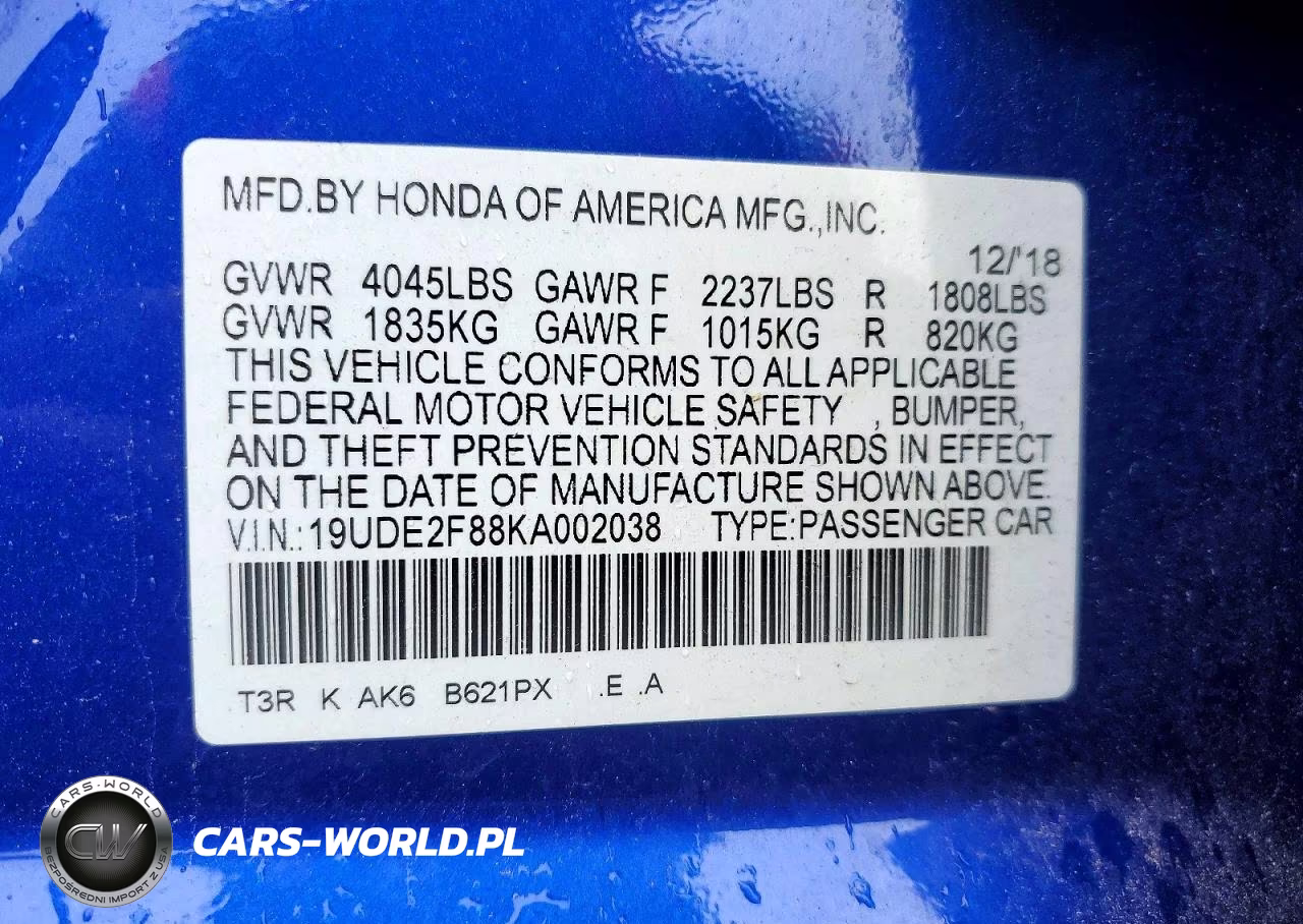 2019 Acura Ilx VIN:19UDE2F88KA002038 - 12