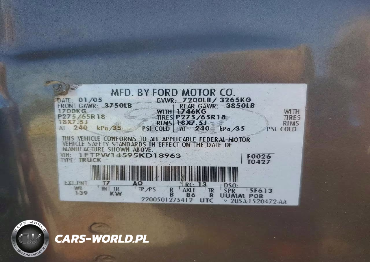 2005 Ford F150 Supercrew VIN:1FTPW14595KD18963 - 12