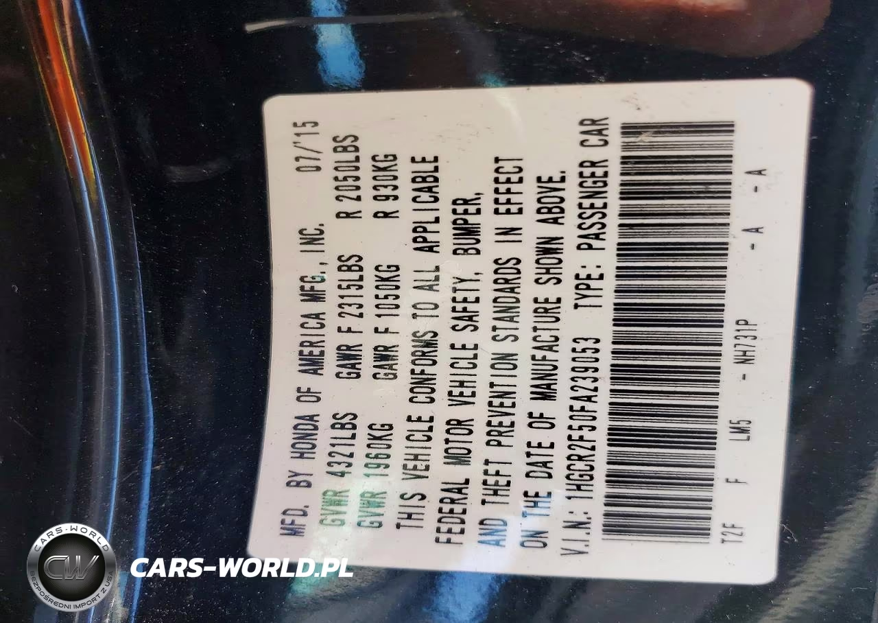 2015 Honda Accord Sport VIN:1HGCR2F50FA239053 - 12