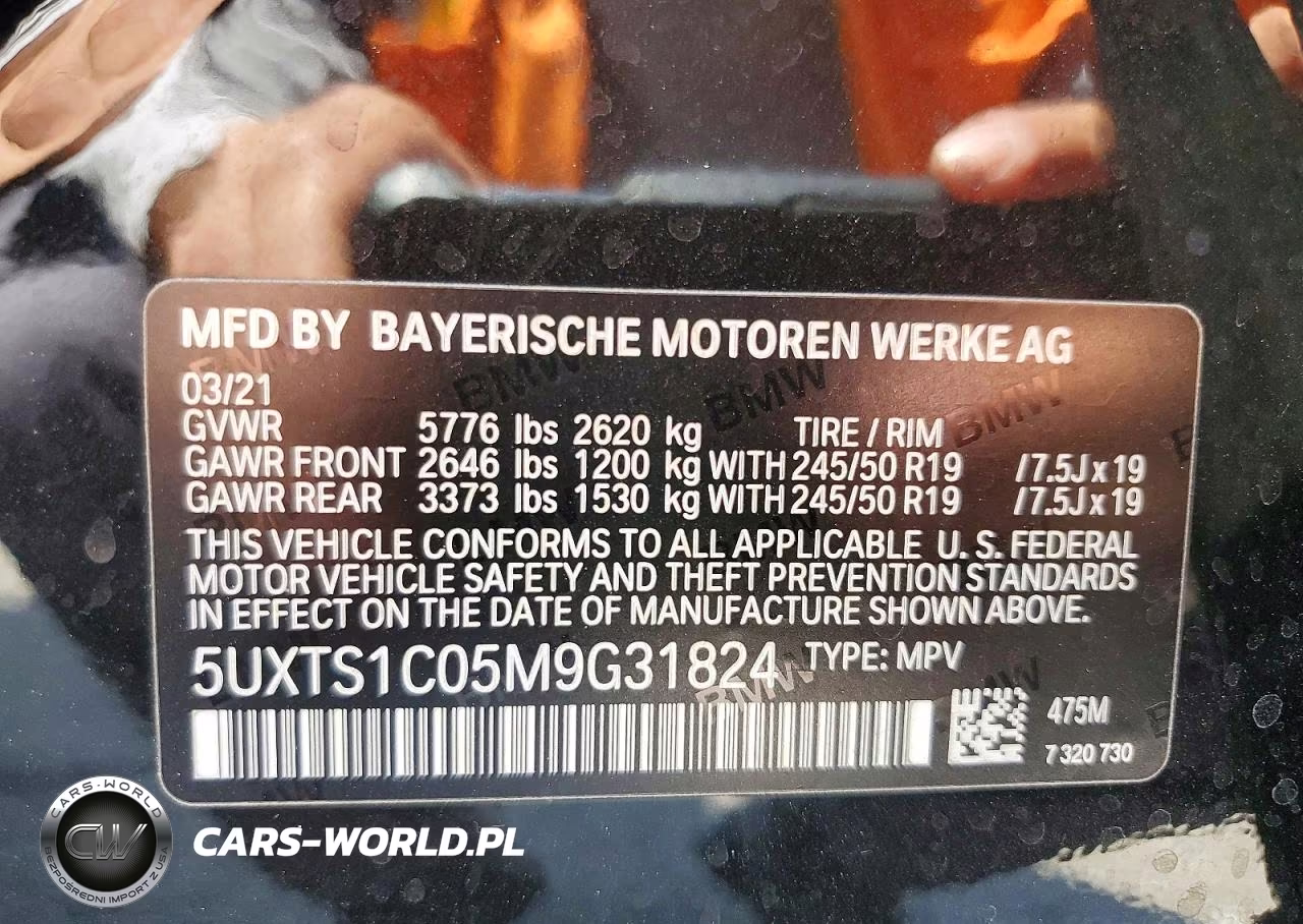 2021 BMW X3 xDrive30E VIN:5UXTS1C05M9G31824 - 14