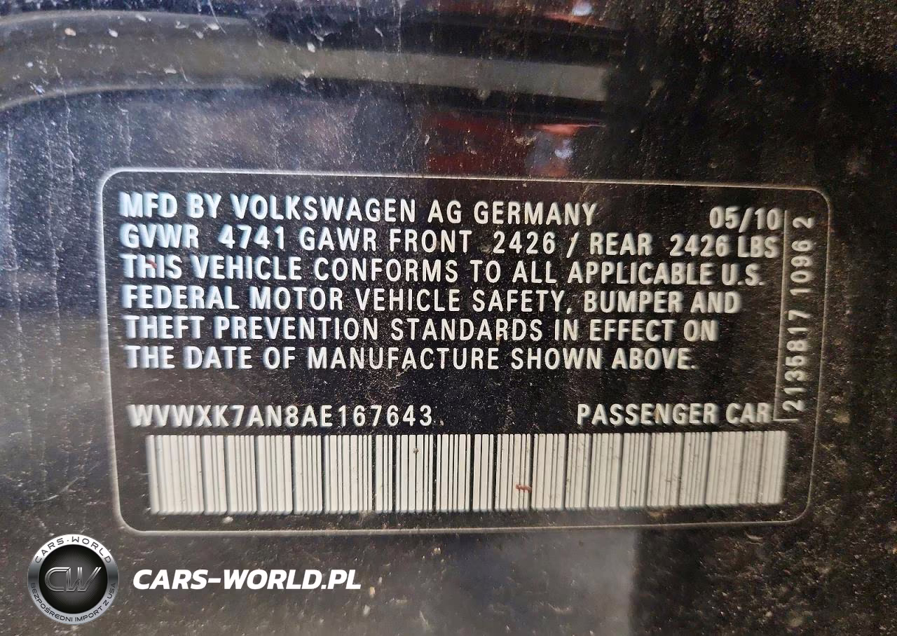 2010 Volkswagen Passat Komfort VIN:WVWXK7AN8AE167643 - 12