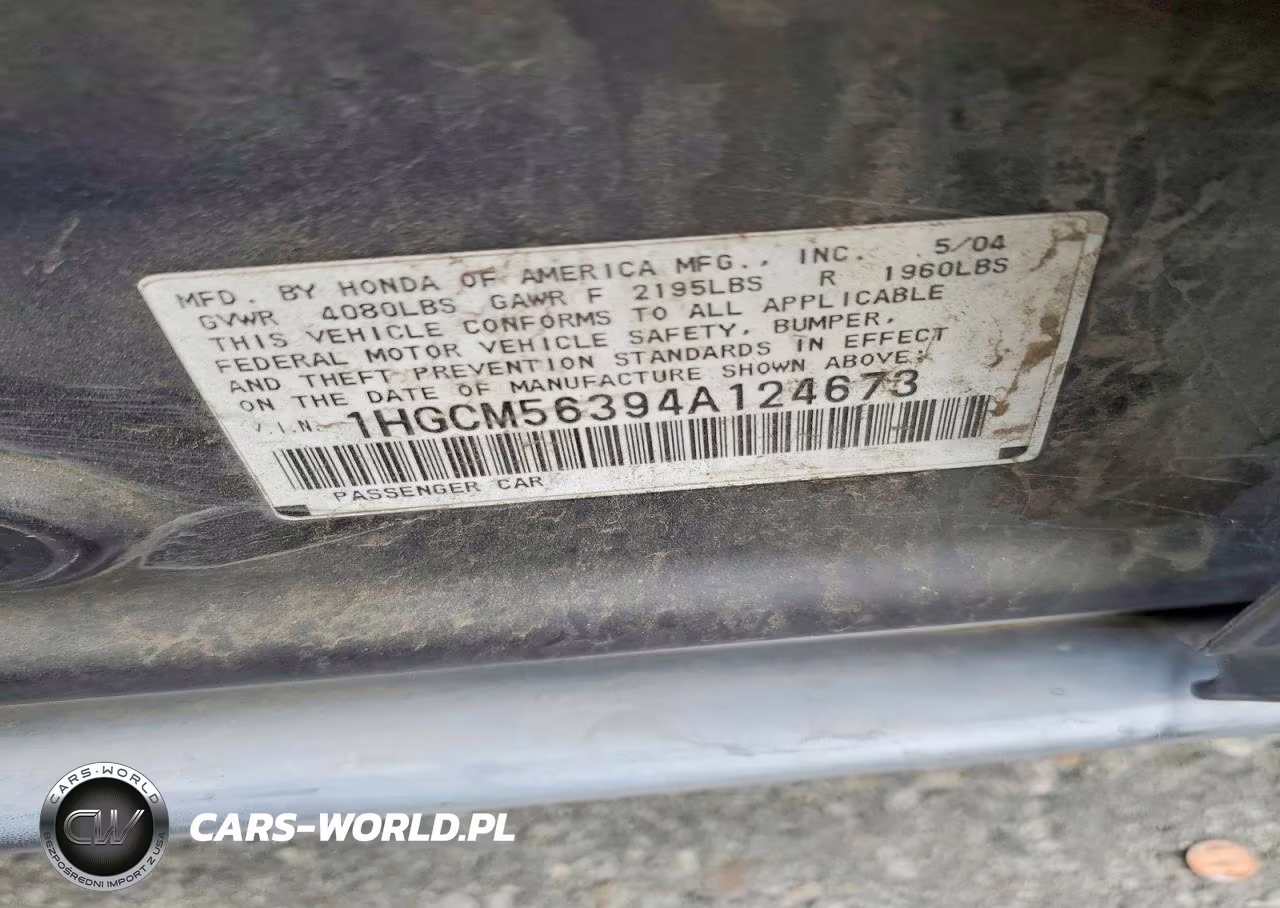 2004 Honda Accord Lx VIN:1HGCM56394A124673 - 12