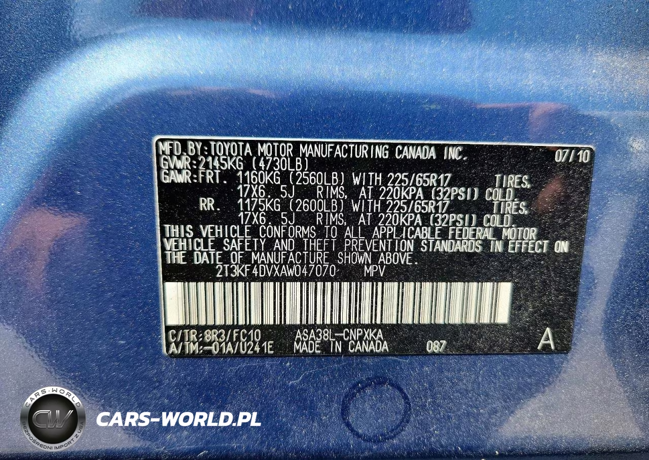 2010 Toyota Rav4 Base VIN:2T3KF4DVXAW047070 - 13