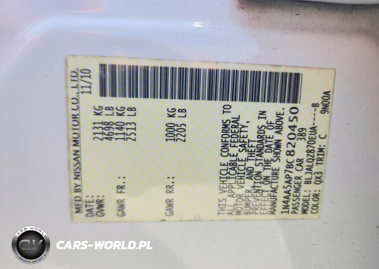 2011 Nissan Maxima VIN:1N4AA5AP7BC820450 - 12