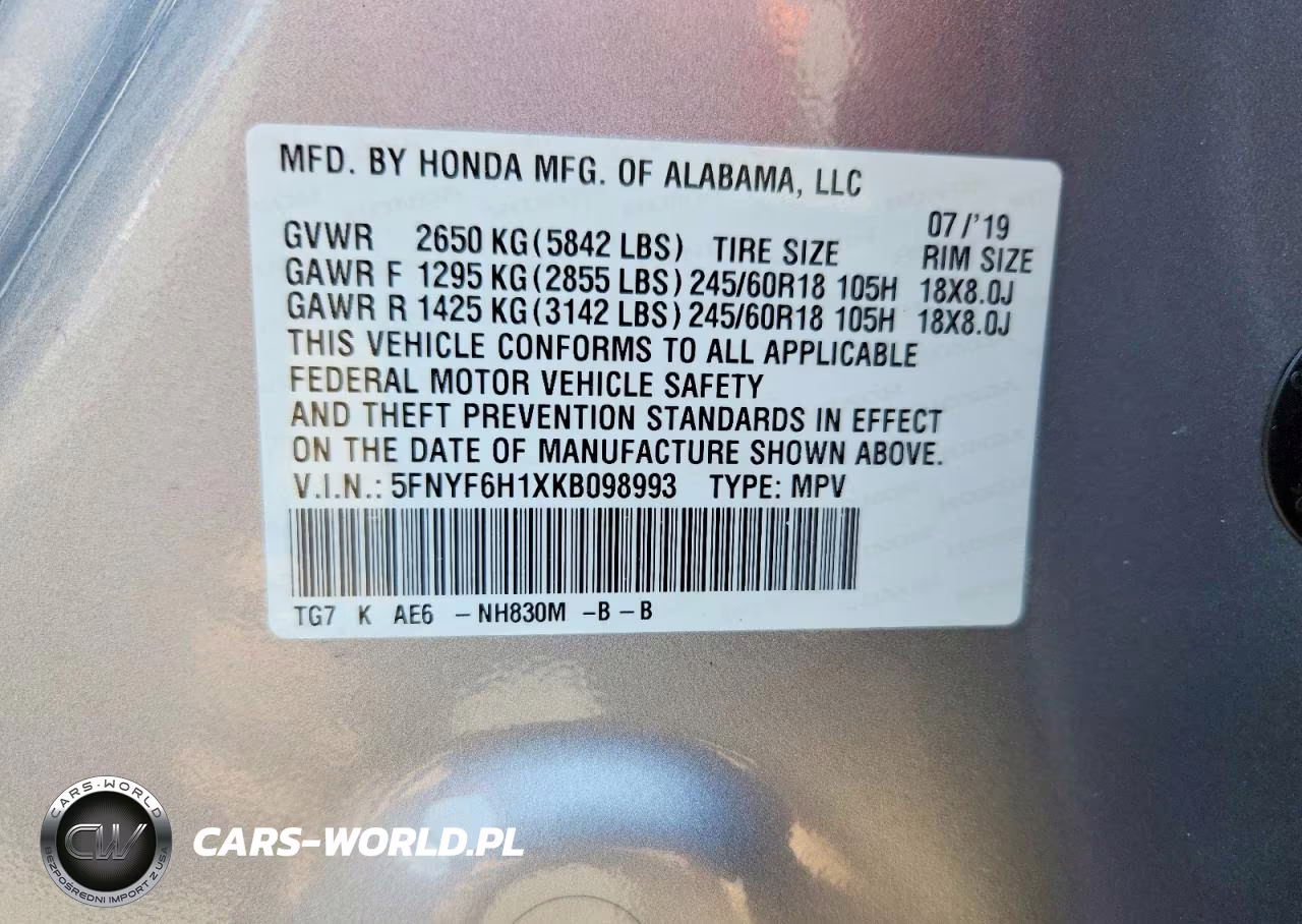 2019 Honda Pilot Lx VIN:5FNYF6H1XKB098993 - 13