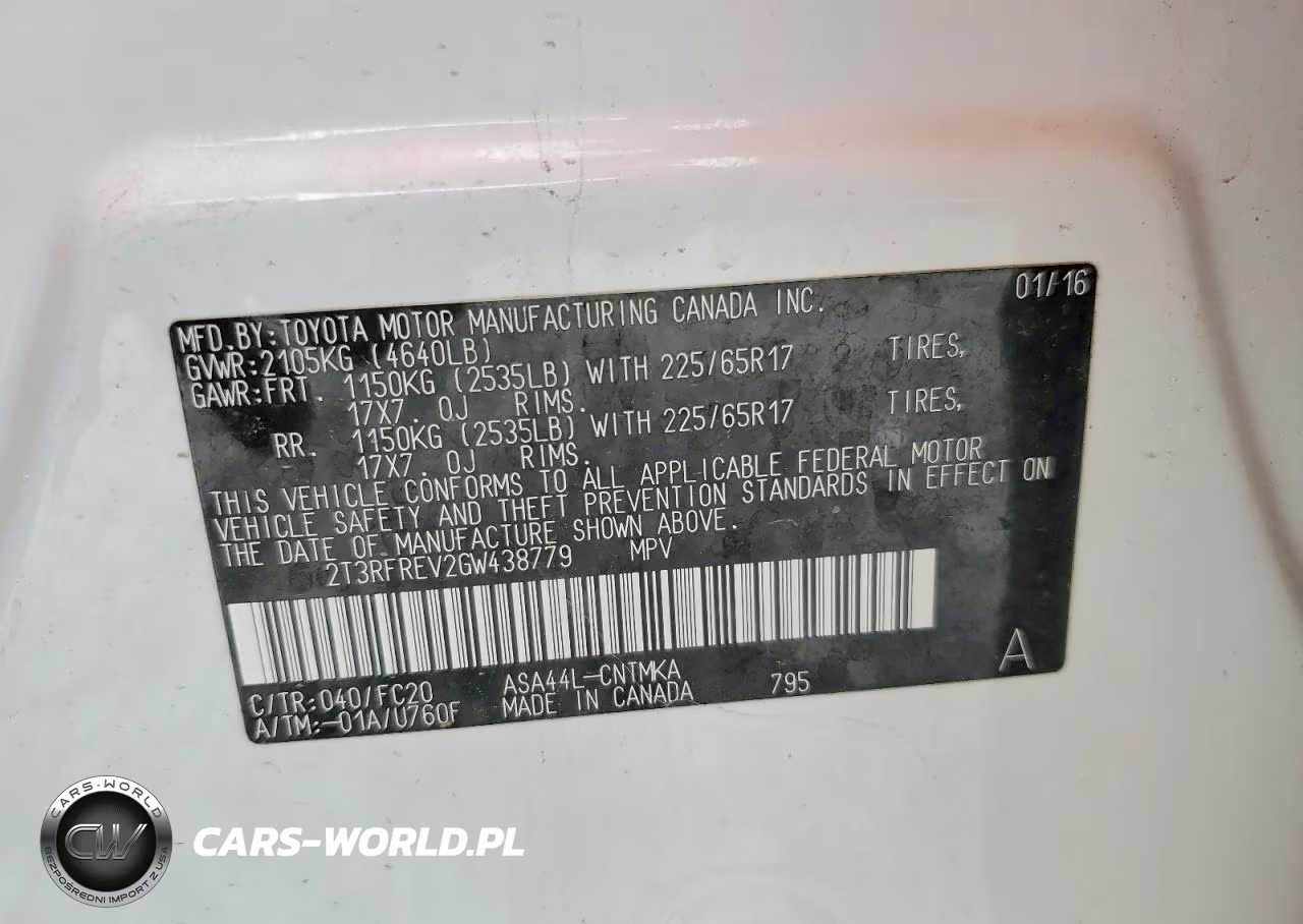 2016 Toyota Rav4 Xle VIN:2T3RFREV2GW438779 - 14