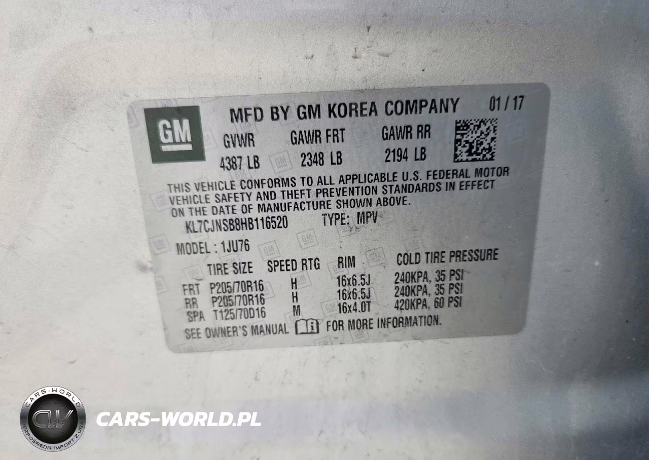 2017 Chevrolet Trax Ls VIN:KL7CJNSB8HB116520 - 13