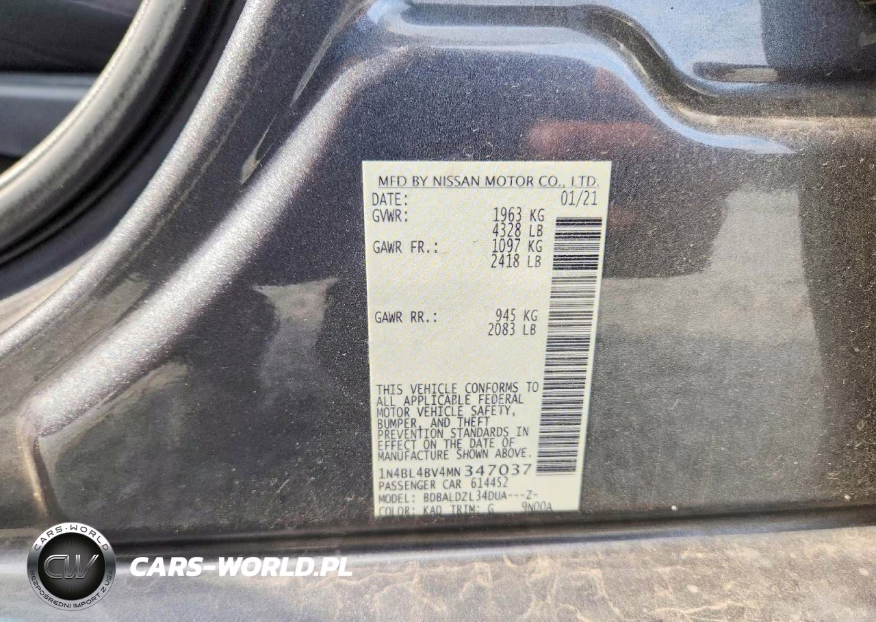 2021 Nissan Altima S VIN:1N4BL4BV4MN347037 - 13