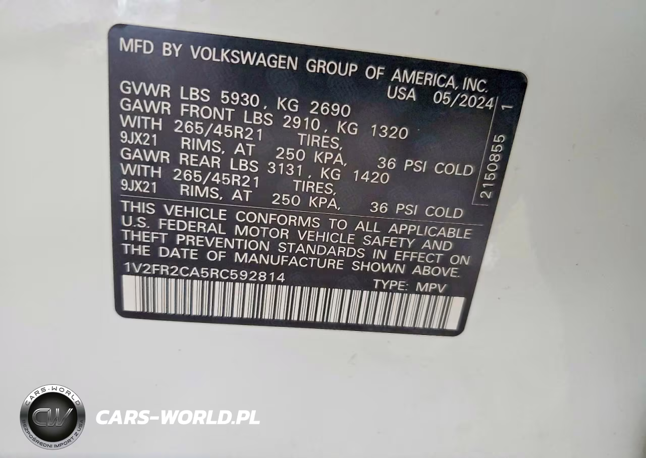 2024 Volkswagen Atlas Sel Premium R-Line VIN:1V2FR2CA5RC592814 - 14
