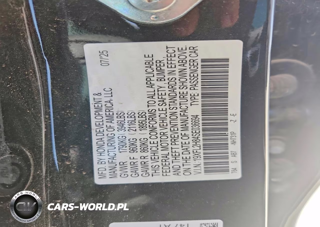 2025 Honda Civic Sport VIN:19XFL2H84SE036694 - 12