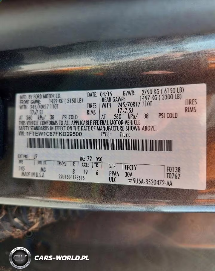 2015 Ford F150 Supercrew VIN:1FTEW1C87FKD29500 - 13