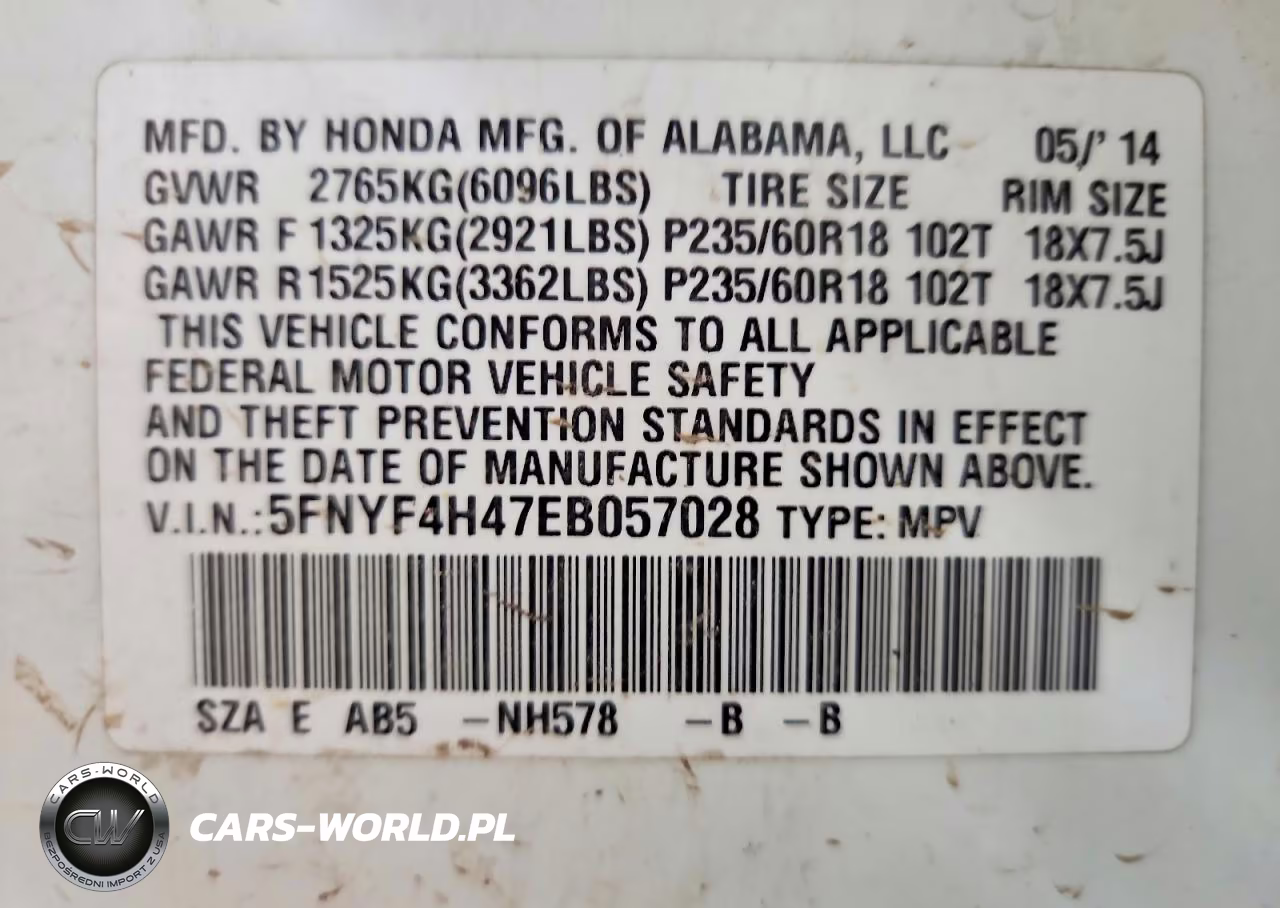 2014 Honda Pilot Ex VIN:5FNYF4H47EB057028 - 13