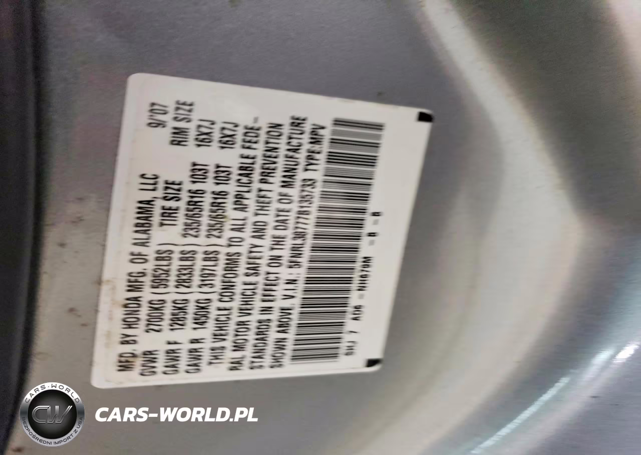 2007 Honda Odyssey Exl VIN:5FNRL38777B135733 - 13