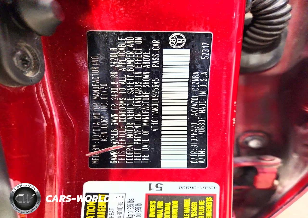 2020 Toyota Camry Le VIN:4T1C11AK0LU925645 - 12