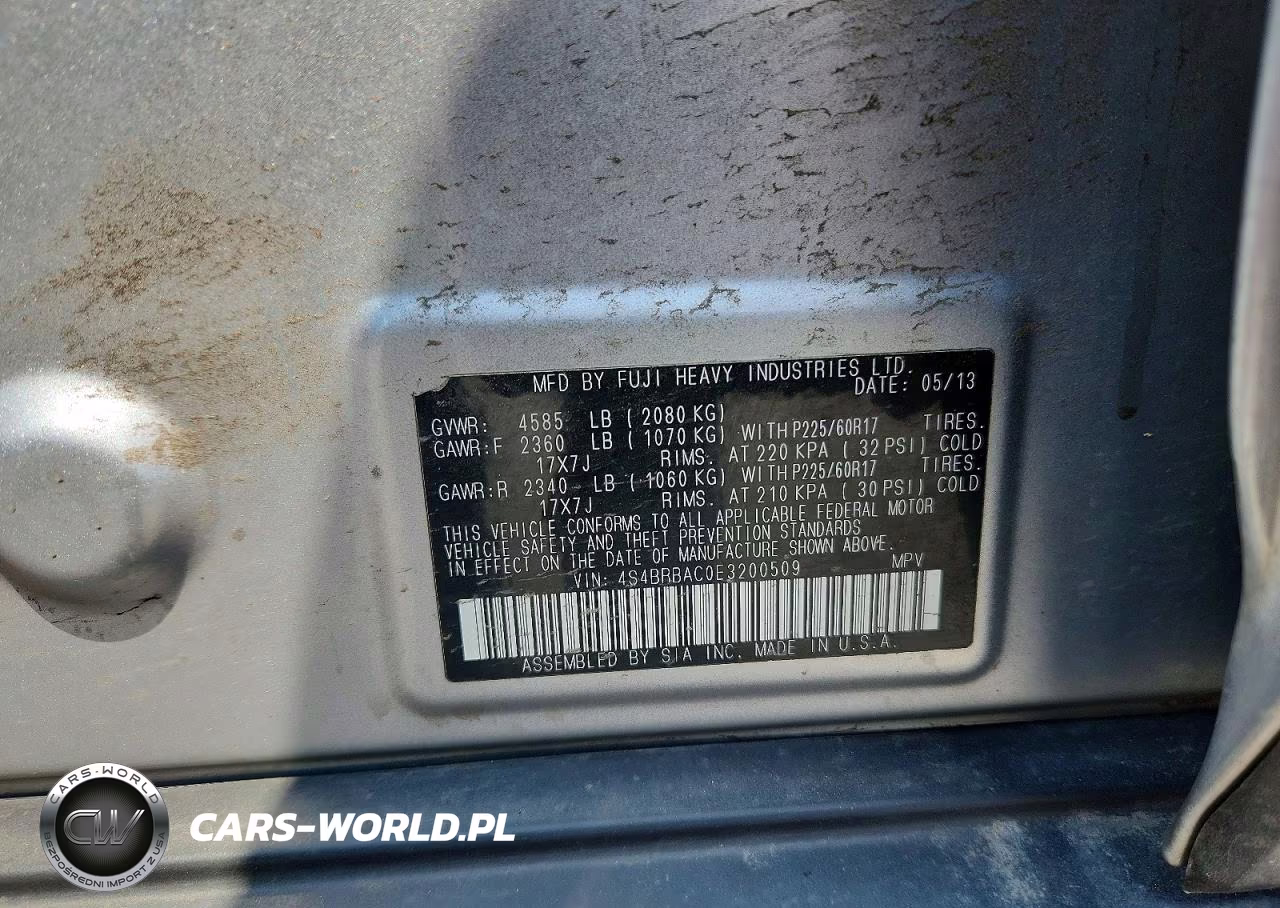 2014 Subaru Outback 2.5I VIN:4S4BRBAC0E3200509 - 13